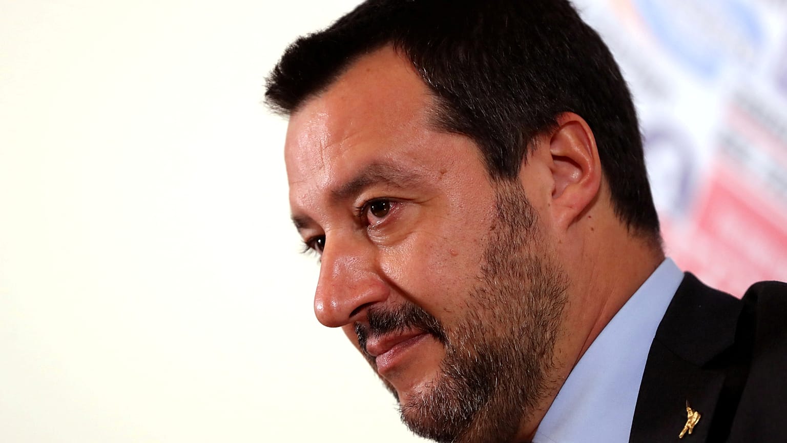 Italian Deputy Prime Minister Matteo Salvini at a news conference in Rome