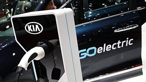 A charging plug for an electric car in Geneva