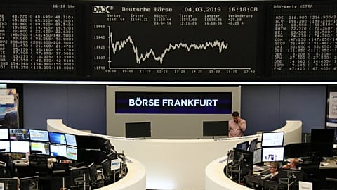 The German share price index DAX graph at the stock exchange in Frankfurt