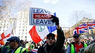 Pro-Brexit protesters in London on March 9, 2019.