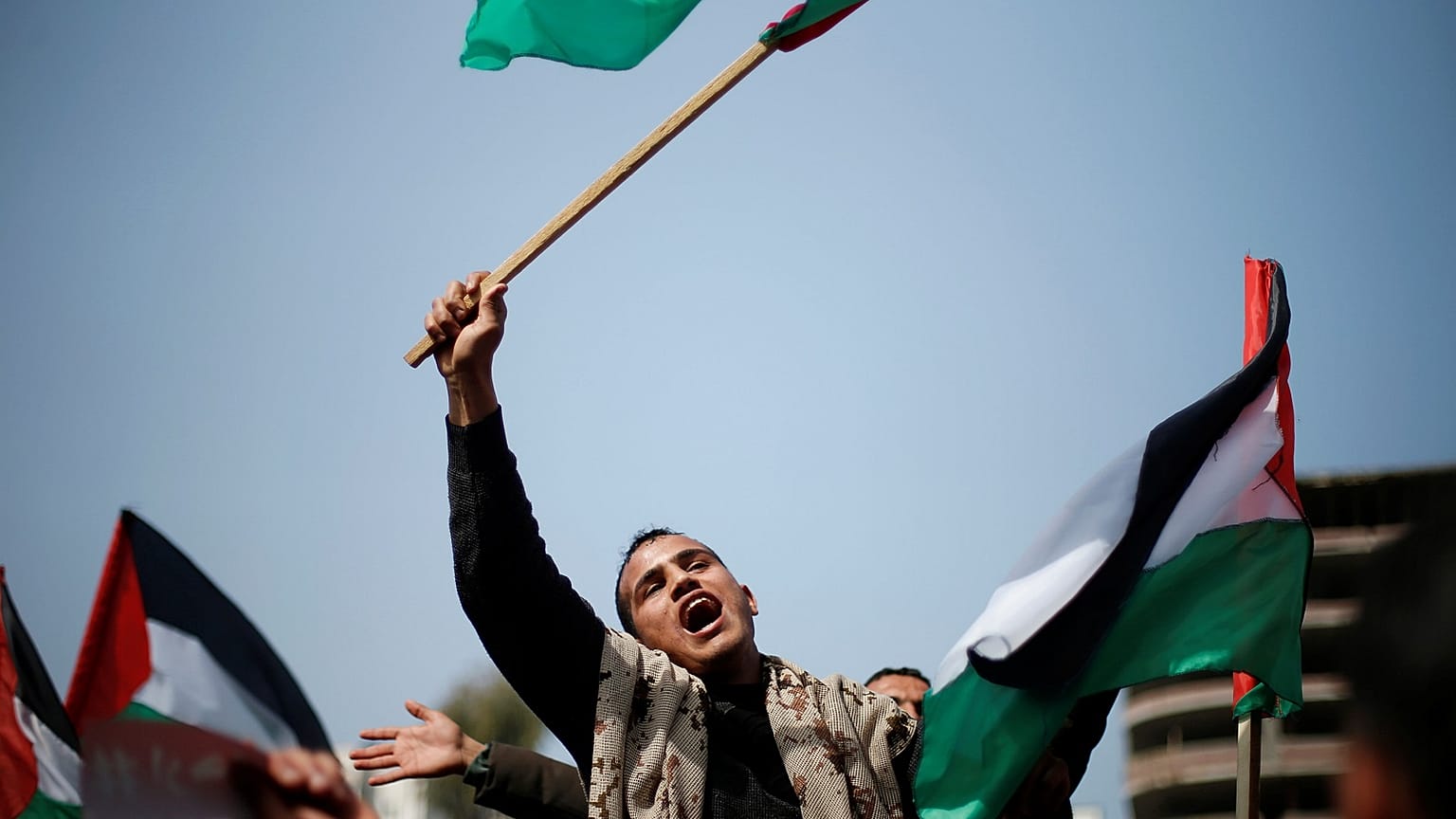 Palestinians protest against president Abbas in Gaza City.