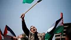 Palestinians protest against president Abbas in Gaza City.