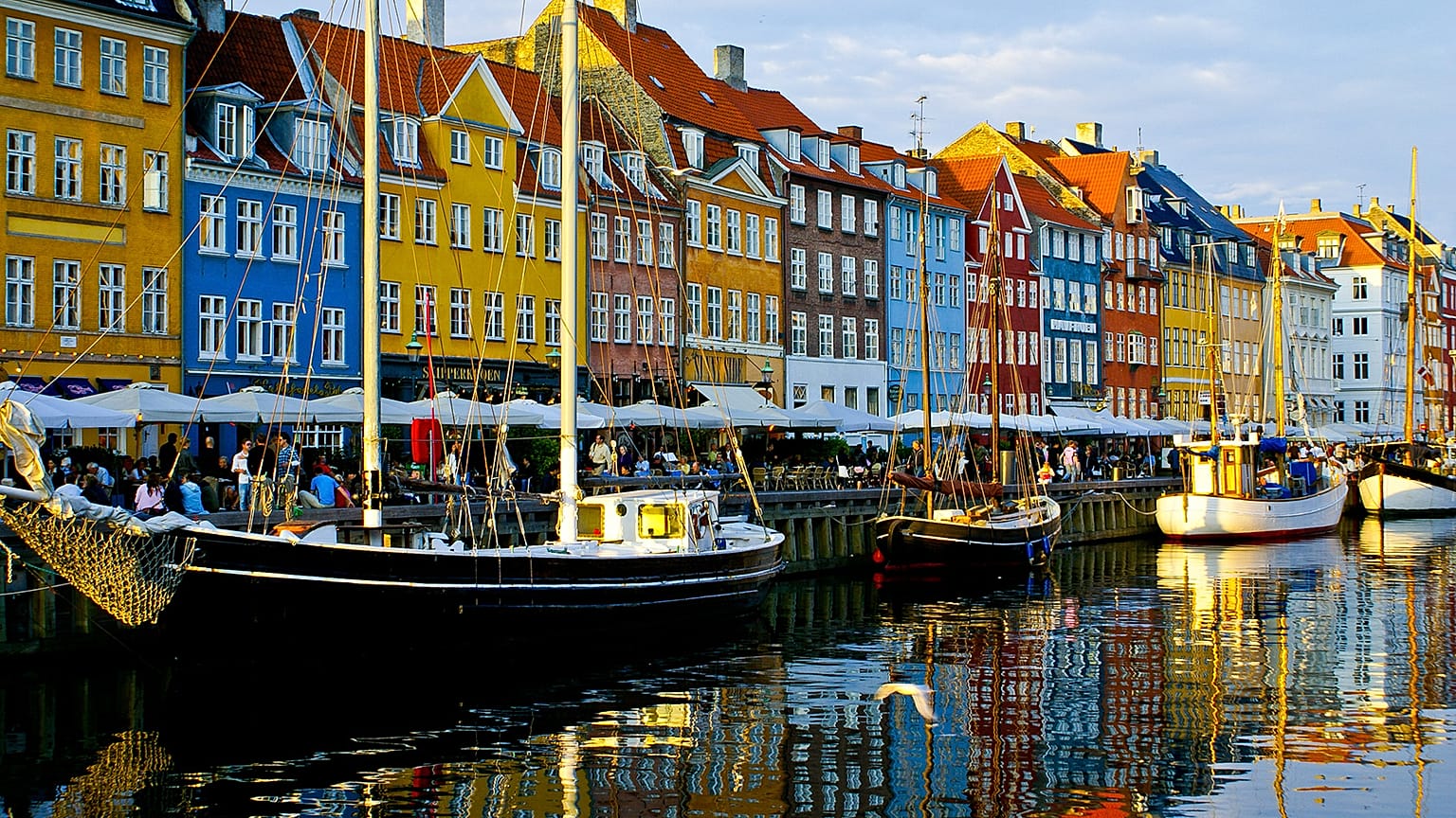 The waterfront in the Nyhavn area of Copenhapen