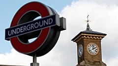 Underground tube sign near London King's Cross station 