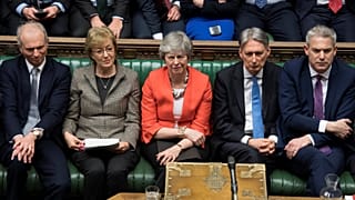 Britain's Prime Minister Theresa May reacts after the results of the vote