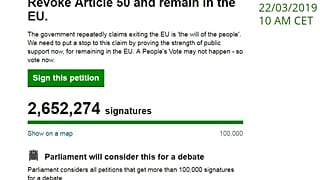 Hárommillió felett a brexit leállítását kérő petíció