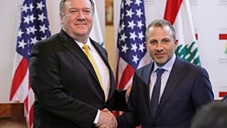 وزير الخارجية الأمريكي مايك بومبيو مع نظيره اللبناني جبران باسيل في بيروت