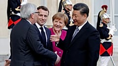 Jean-Claude Juncker, Emmanuel Macron, Angela Merkel & Xi Jinping, March 26