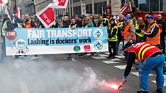 Protest over 'social dumping' in transport sector held in Brussels