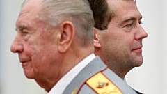Dmitry Yazov (L) and Dmitry Medvedev in 2009.