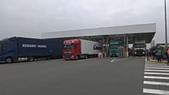 Lorries at the Channel Tunnel