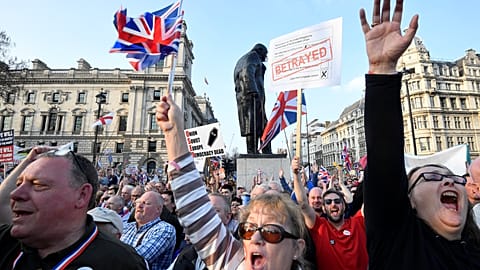 London: Brexit-Befürworter demonstrieren vor Parlament
