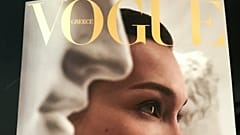 The front page of Vogue magazine is seen in Athens, Greece, March 31, 2019.