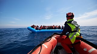 Migrants rescued off the coast of Libya by Sea-Eye on April 3, 2019.