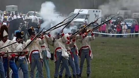 Military re-enactors gather on this field annually