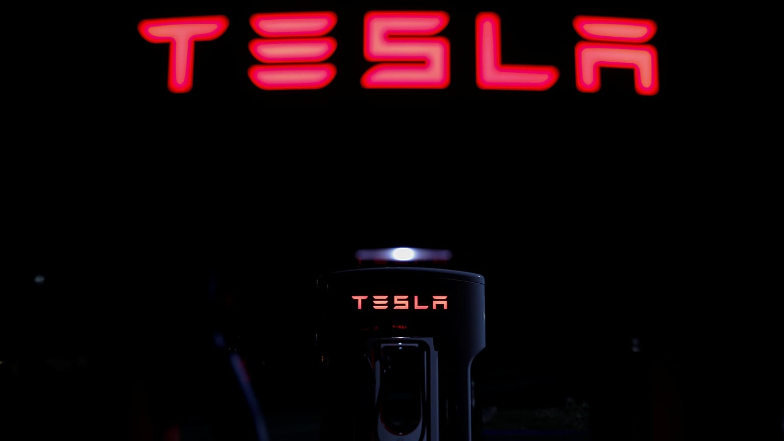 Tesla Superchargers in Mojave, California, U.S., March 11, 2019.