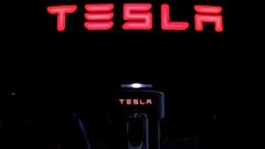 Tesla Superchargers in Mojave, California, U.S., March 11, 2019.