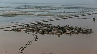 بخشی از مناطق سیل زده در استان خوزستان