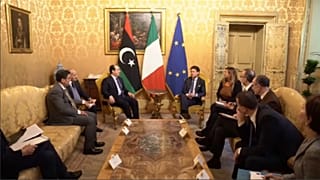 Italian PM Giuseppe Conti hosts a meeting with Libyan Deputy PM Ahmed Maiti