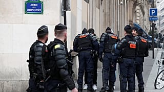 French riot police officers during a Gilets Jaunes protest