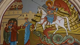 St. George slays the dragon. Georgian fresco