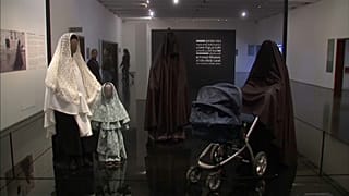 Veils on mannequins at the exhibition