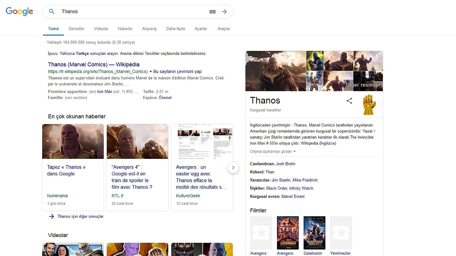 Google’ın Avengers Endgame için hazırladığı Thanos sürprizi: 'Sonsuzluk Eldiveni'ni tıklayın