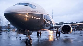 A Boeing 737 MAX 8 sits outside the hangar in Renton, Washington.