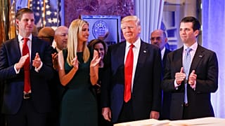 Donald Trump with son Eric (L), daughter Ivanka and son Donald Jr (R), 2017