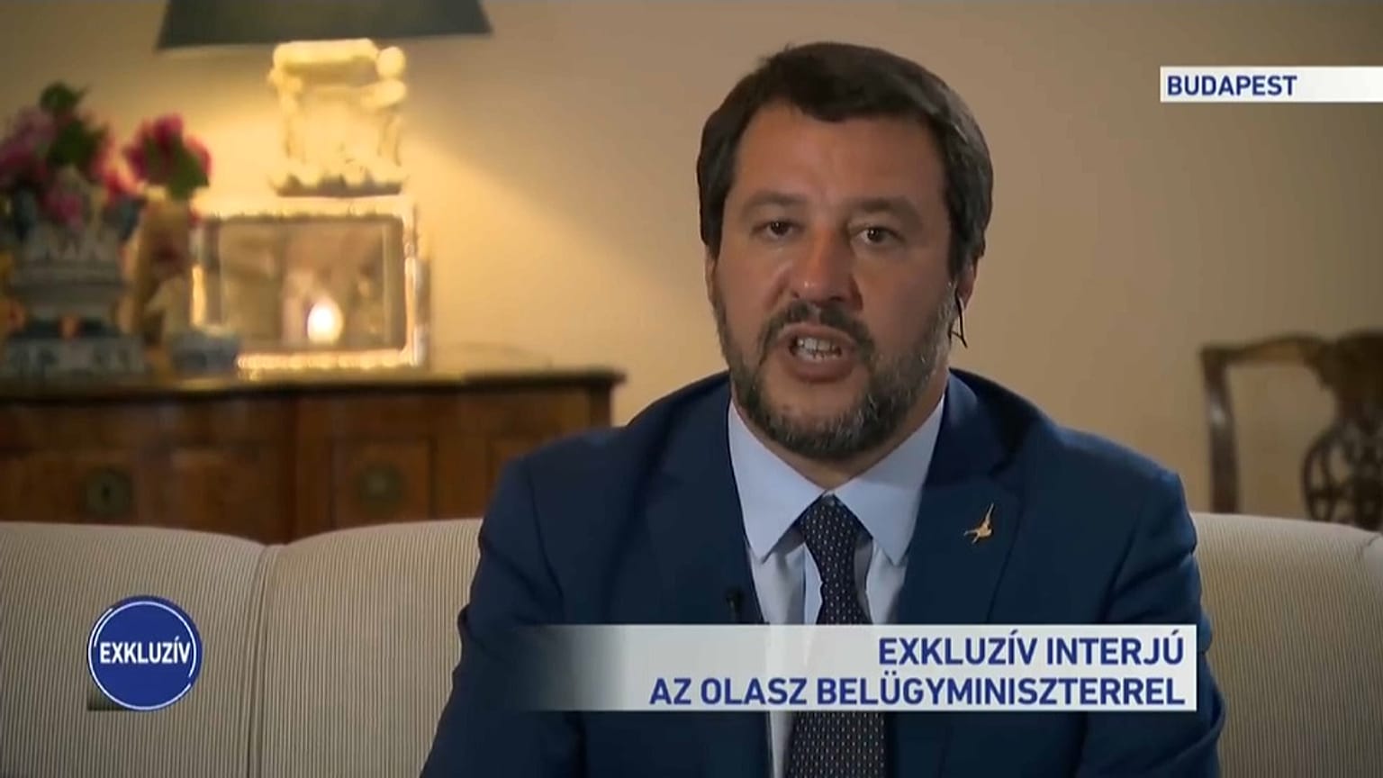 Matteo Salvini speaks to M1 television 