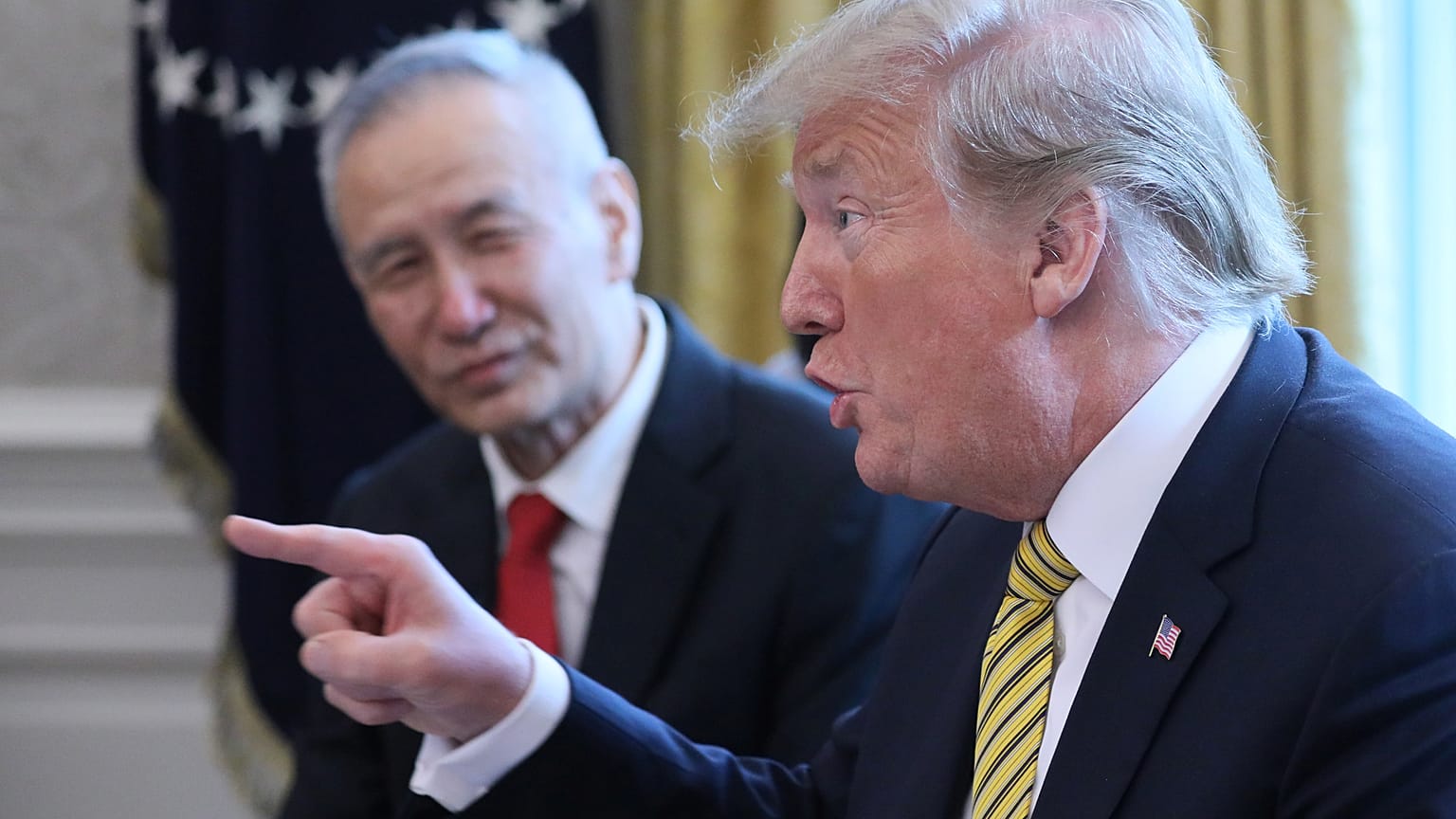 President Trump with China's Vice Premier Liu He, Washington, 4 April 2019