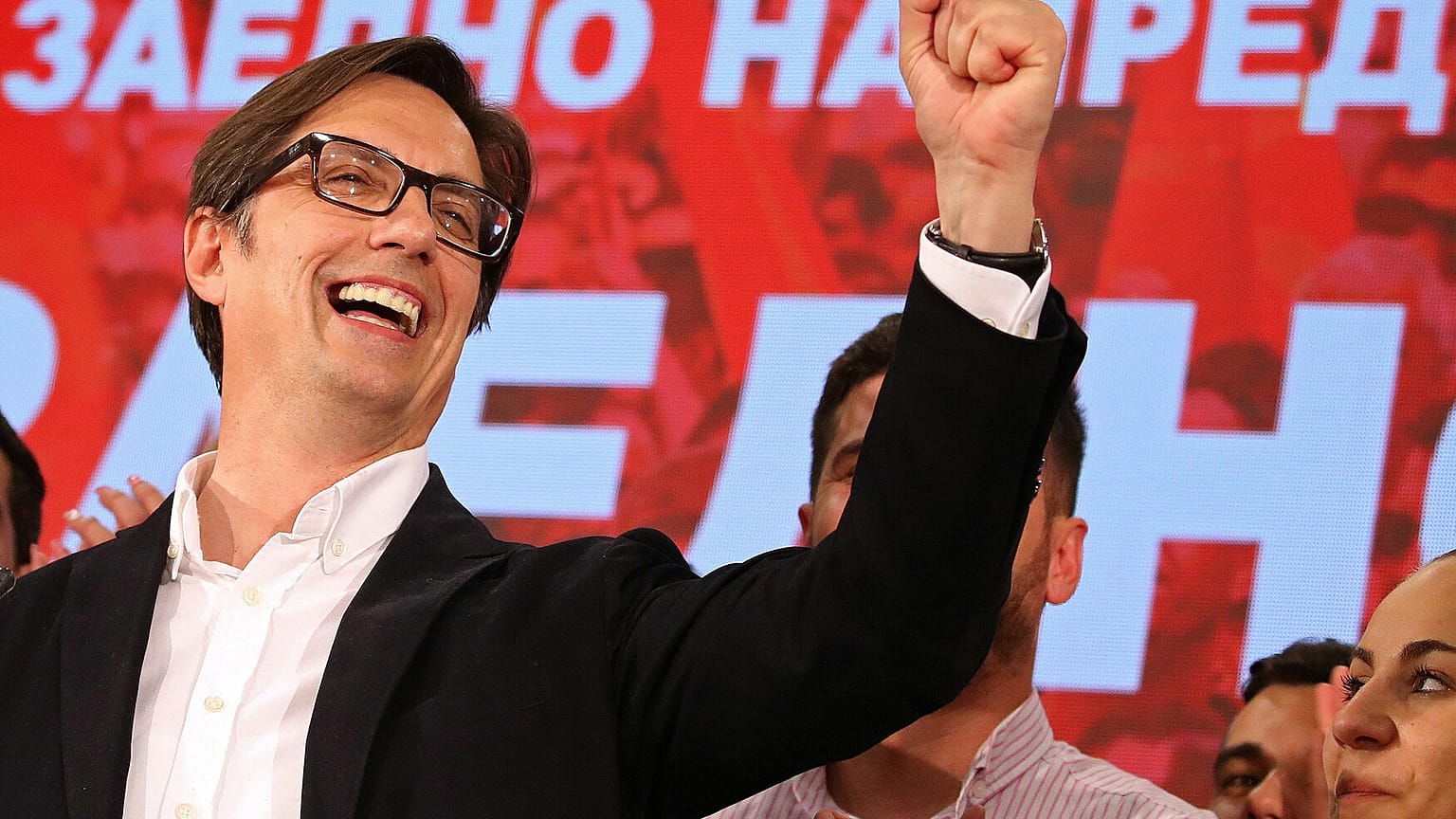 Pendarovski celebrates in Skopje after preliminary results 