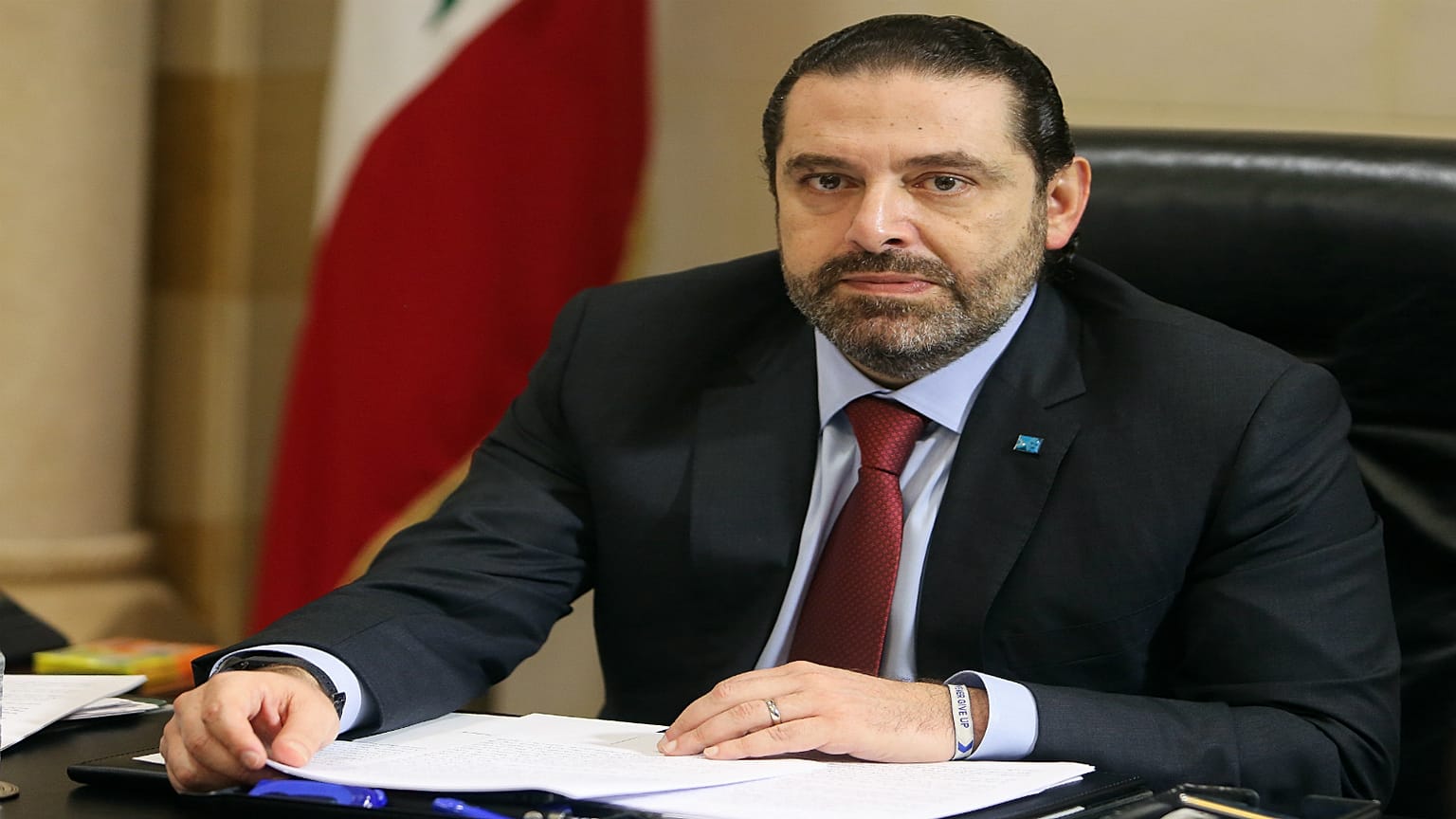 رئيس الوزراء اللبناني سعد الحريري خلال اجتماع في بيروت يوم السادس من فبراير