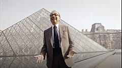 Architect I.M. Pei stands in front of the Louvre