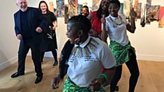 Frans Timmermans dances during a visit to Ireland on the campaign trail
