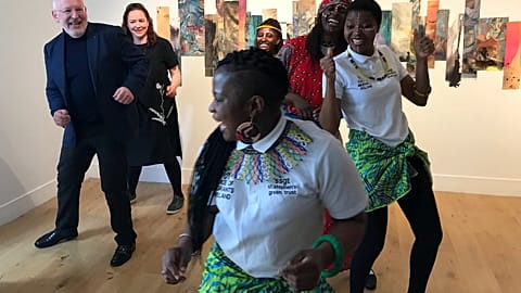 Frans Timmermans dances during a visit to Ireland on the campaign trail