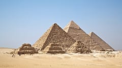 The pyramids in Giza, Egypt.