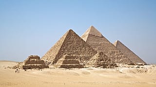 The pyramids in Giza, Egypt.