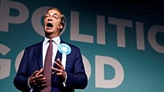 Brexit Party leader Nigel Farage at a campaign event 