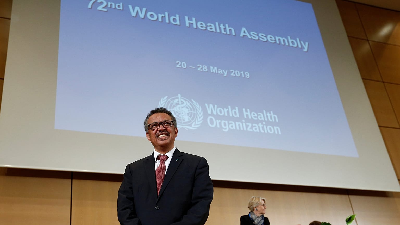 Director general of the WHO Tedros attends the 72nd WHA in Geneva.
