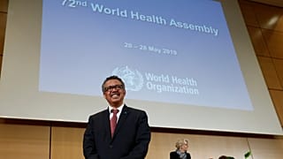 Director general of the WHO Tedros attends the 72nd WHA in Geneva.