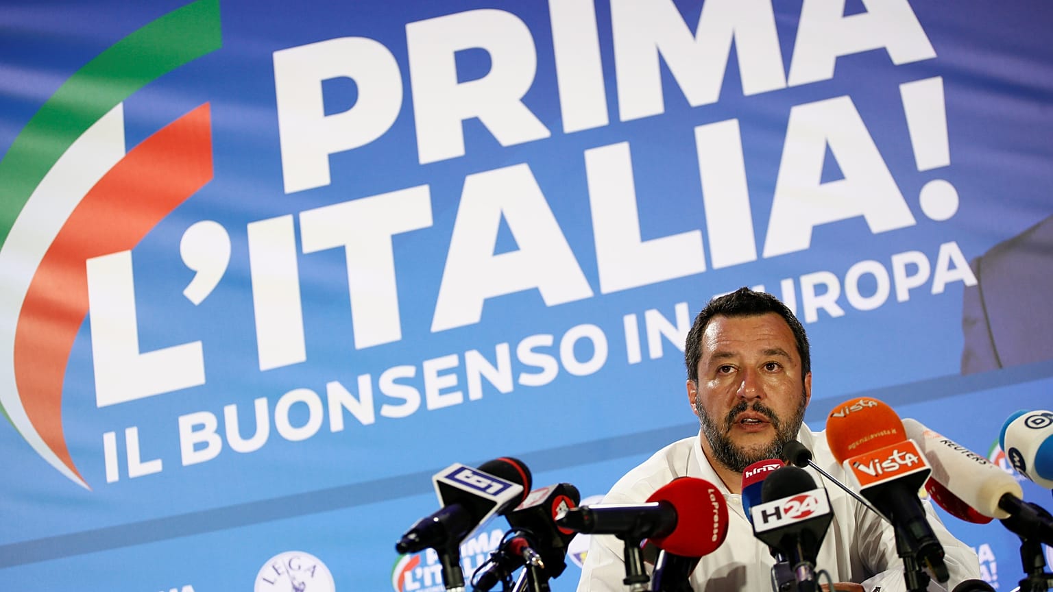 Milano, 26.5.2019. La conferenza stampa di Matteo Salvini post-elezioni.