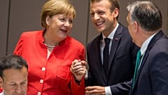 Merkel, Macron és Orbán Viktor 2018 júnuis 18-án Brüsszelben