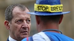 Alastair Campbell speaking to anti-Brexit campaigners outside Westminster