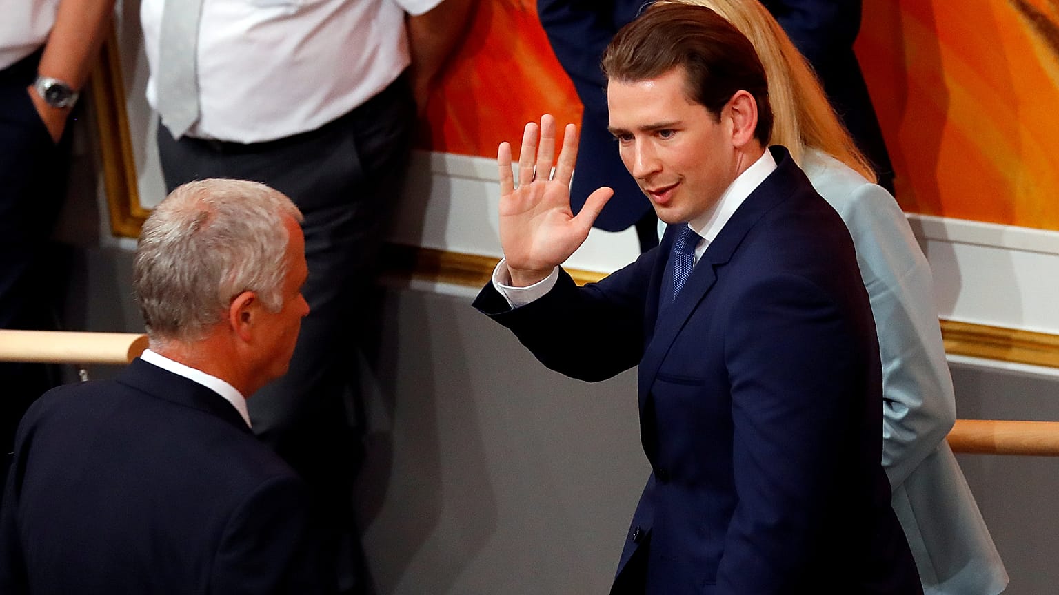 Ousted Austrian Chancellor Sebastian Kurz leaves a session of Parliament