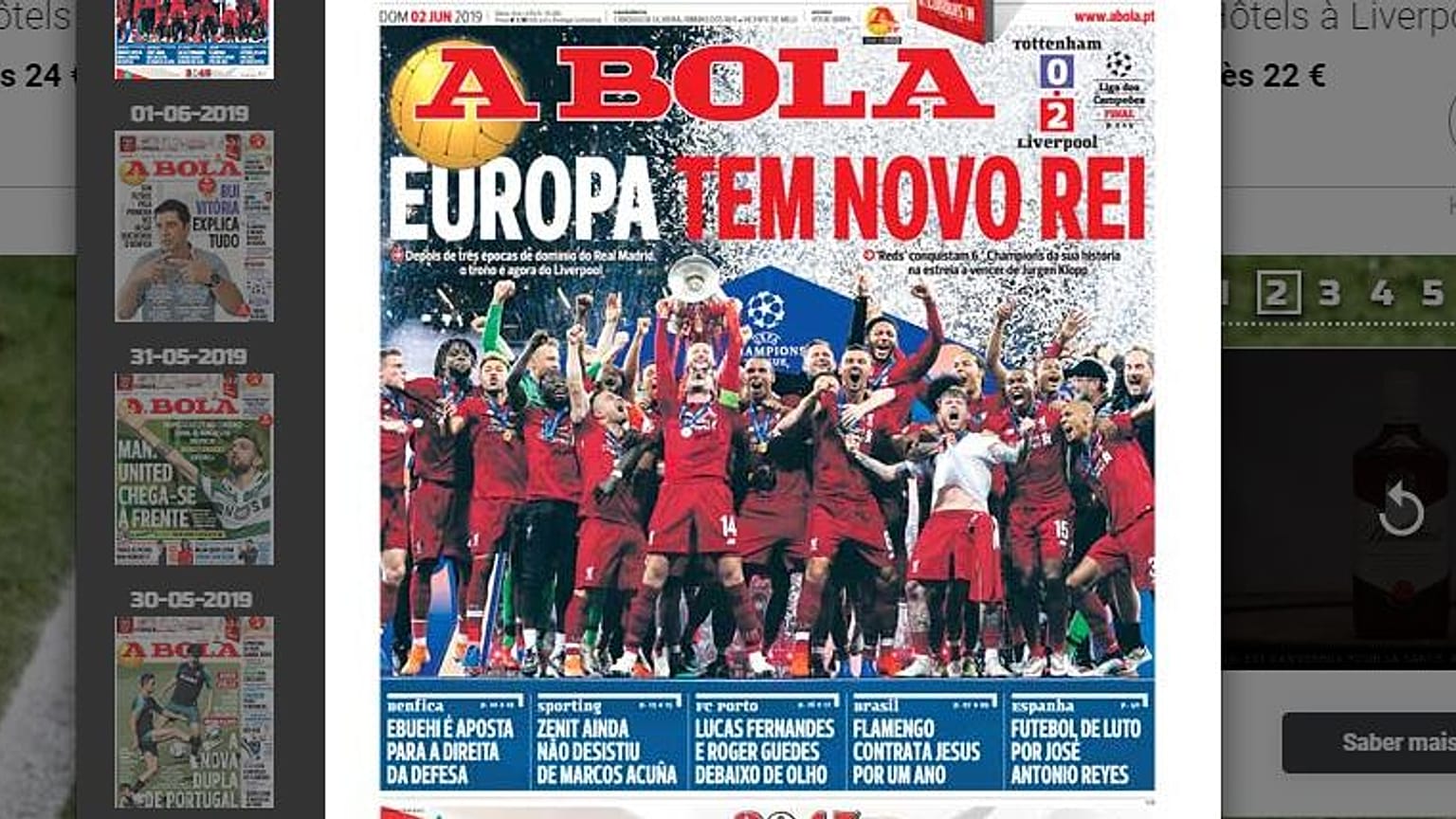 'Europe has a new king' says Portugal's Abola newspaper
