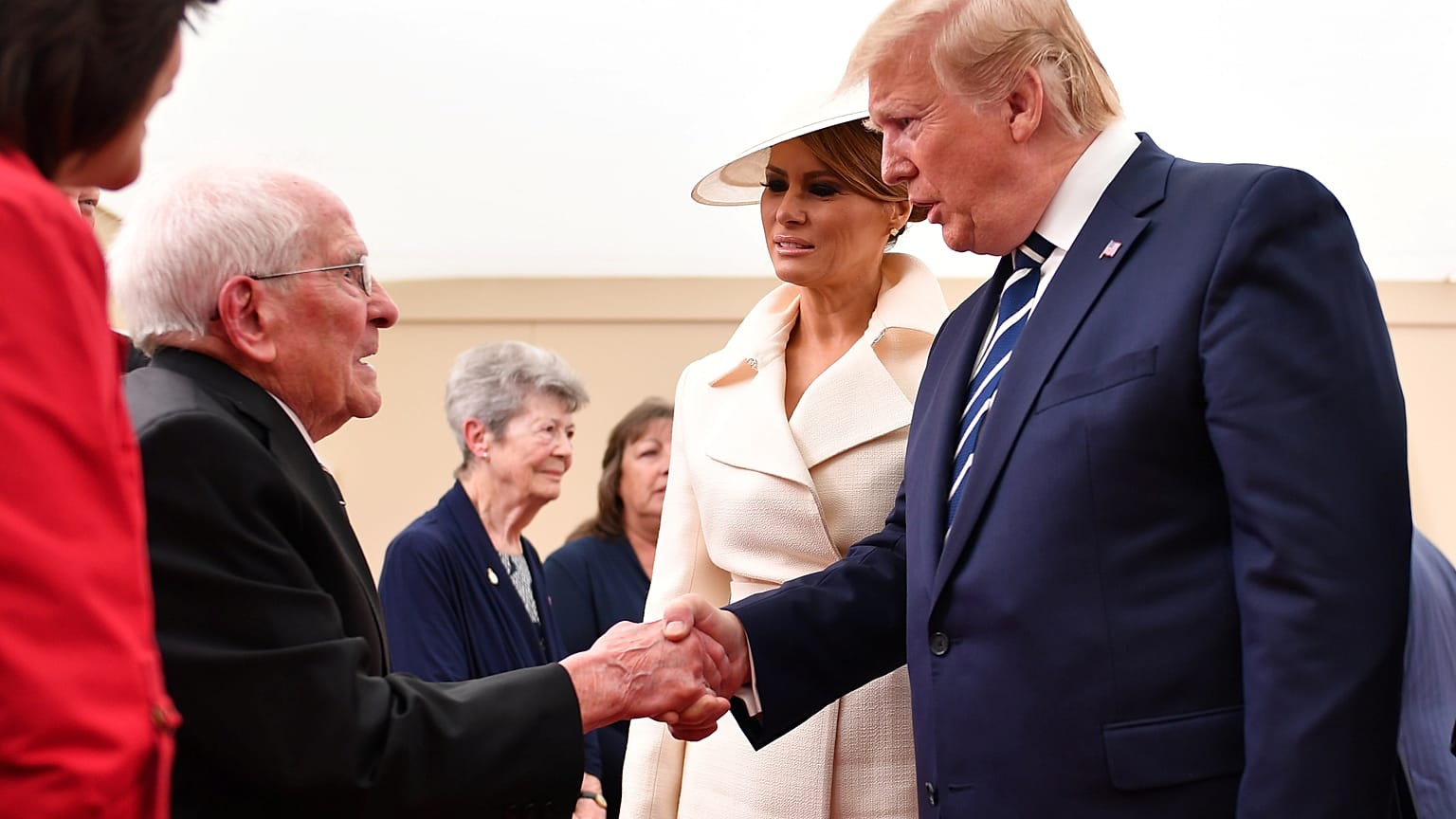 Donald and Melania Trump with 93-year-old Thomas Cuthbert.