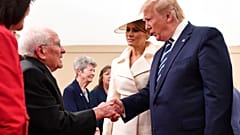 Donald and Melania Trump with 93-year-old Thomas Cuthbert.