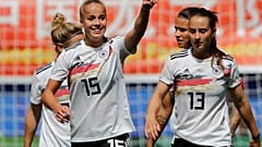 Germany's Giulia Gwinn celebrates scoring their first goal 