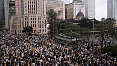 Protesters march during a demonstration against a proposed extradition bill in Hong Kong, China June 12, 2019.